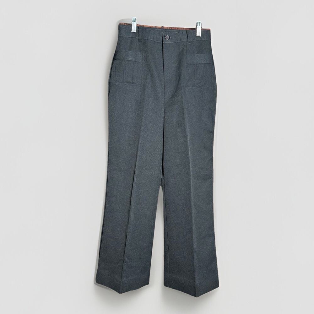 Vintage 70s Kmart Sailor Pants Women 8 High Waist Wide Leg Black Nautical Japan